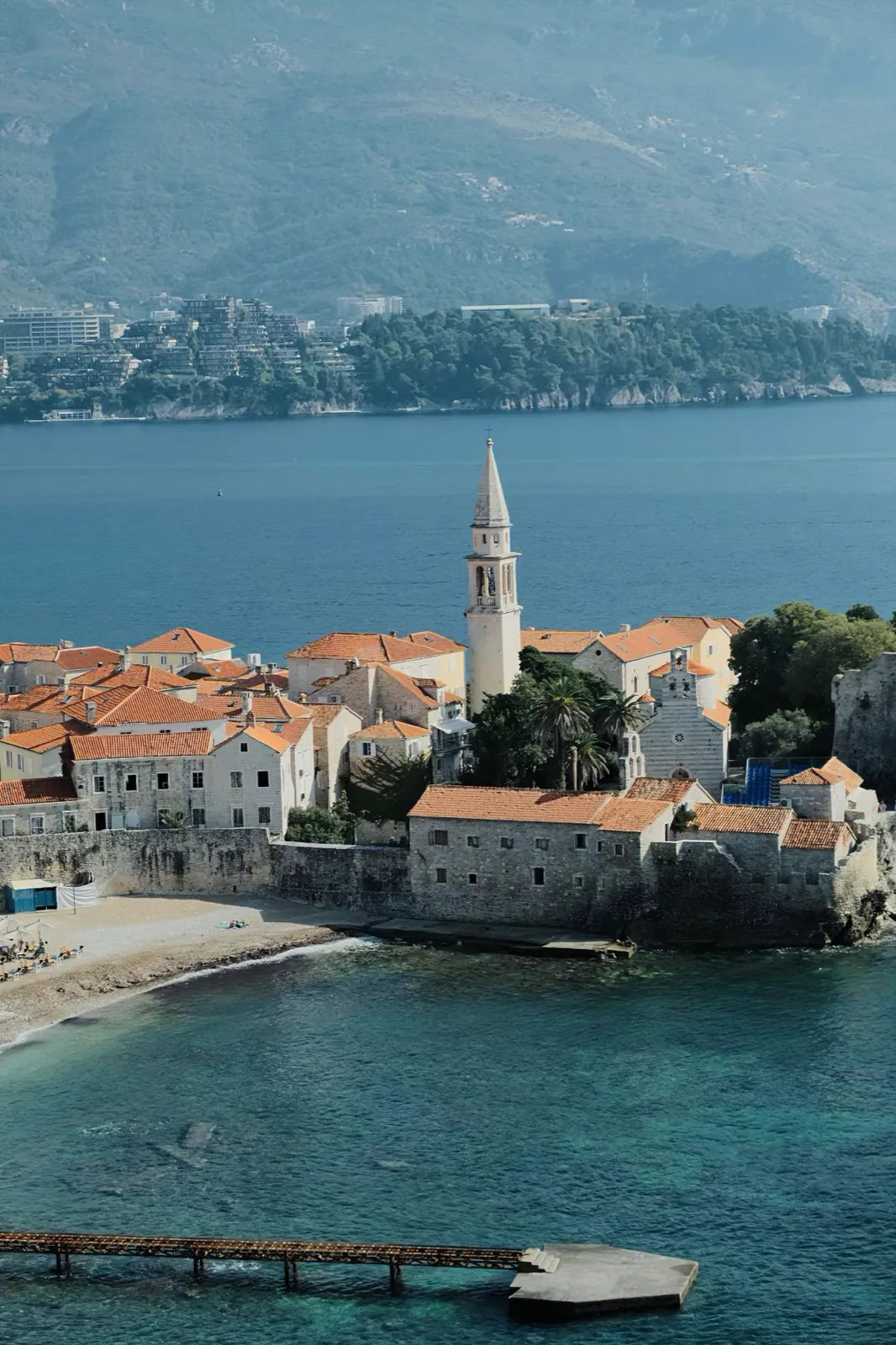 An old walled town on the sea.